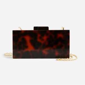 Tortoise Shell Clutch with Gold Chain
